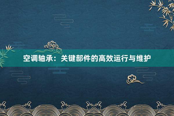 空调轴承：关键部件的高效运行与维护